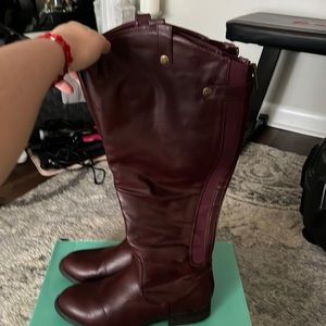 Maurices wide-calf burgundy knee boots